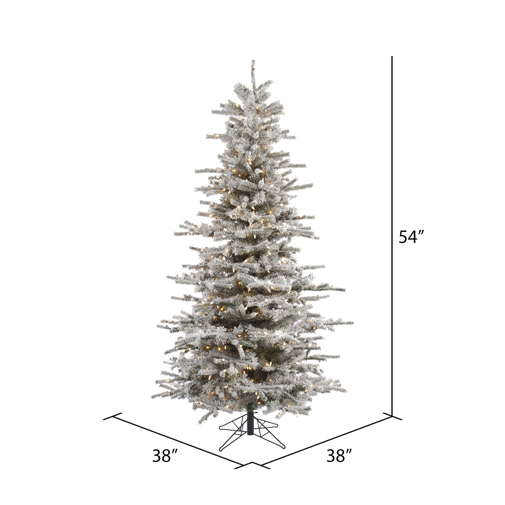 Vickerman 4.5' Flocked Sierra Fir Slim Artificial Christmas Tree, Clear Dura-Lit lights - Snow Covered Faux Tree - Seasonal Indoor Home Decor