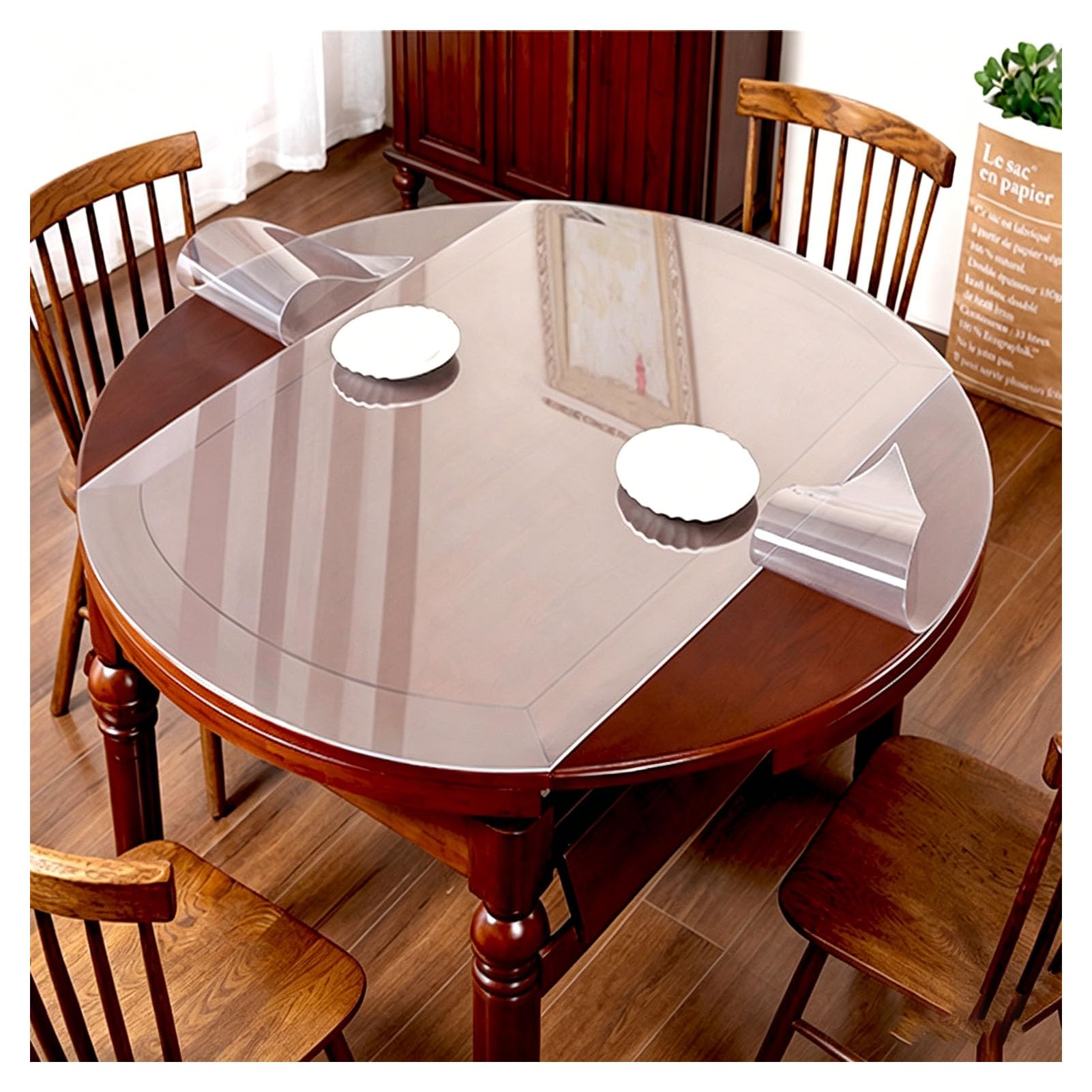 Tapis de bureau épais imperméable et nappe plastique transparent PVC rond 140