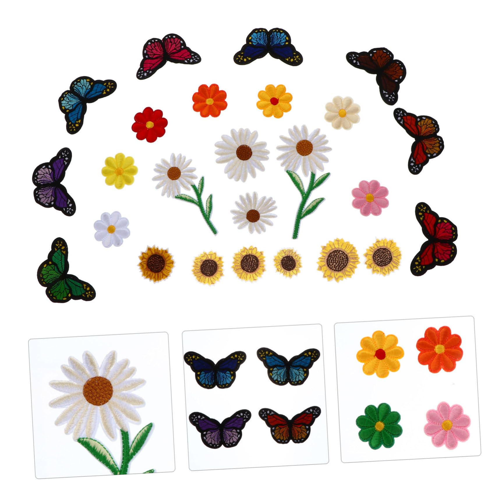 SHINEOFI 99stücke Teiliges Von Sonnenblumen Und Schmetterlings-patches Aufbügelbare Bestickte Applikationen Für Jeans Taschen Hüte Und Bekleidung Zum Dekorieren Und Reparieren