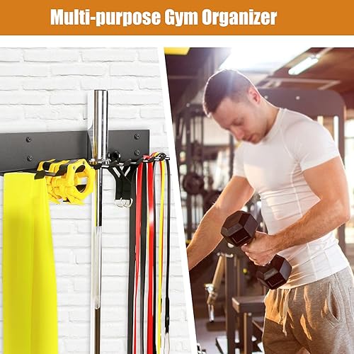 Miniatura 4 de Estante de almacenamiento multiusos, bandas de resistencia, estante de almacenamiento para gimnasio, soporte de bandas de fitness, estante