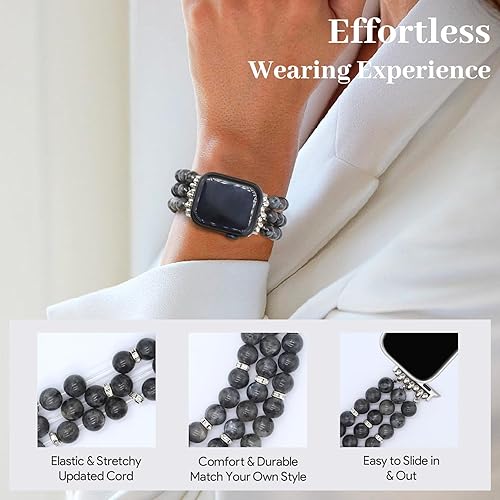 Miniatura 92 de JR.DM Natural Stone Beaded-Bands Women Compatible with Apple Watch Series 11 10 9 8 7 6 5 4 SE 3 2 1 Fashion Stretch Handmade Bracelet Fancy Boho