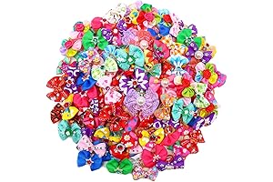 50PCS/Pack Cute Rhinestone Pearls Flowers Dog Hair Bows