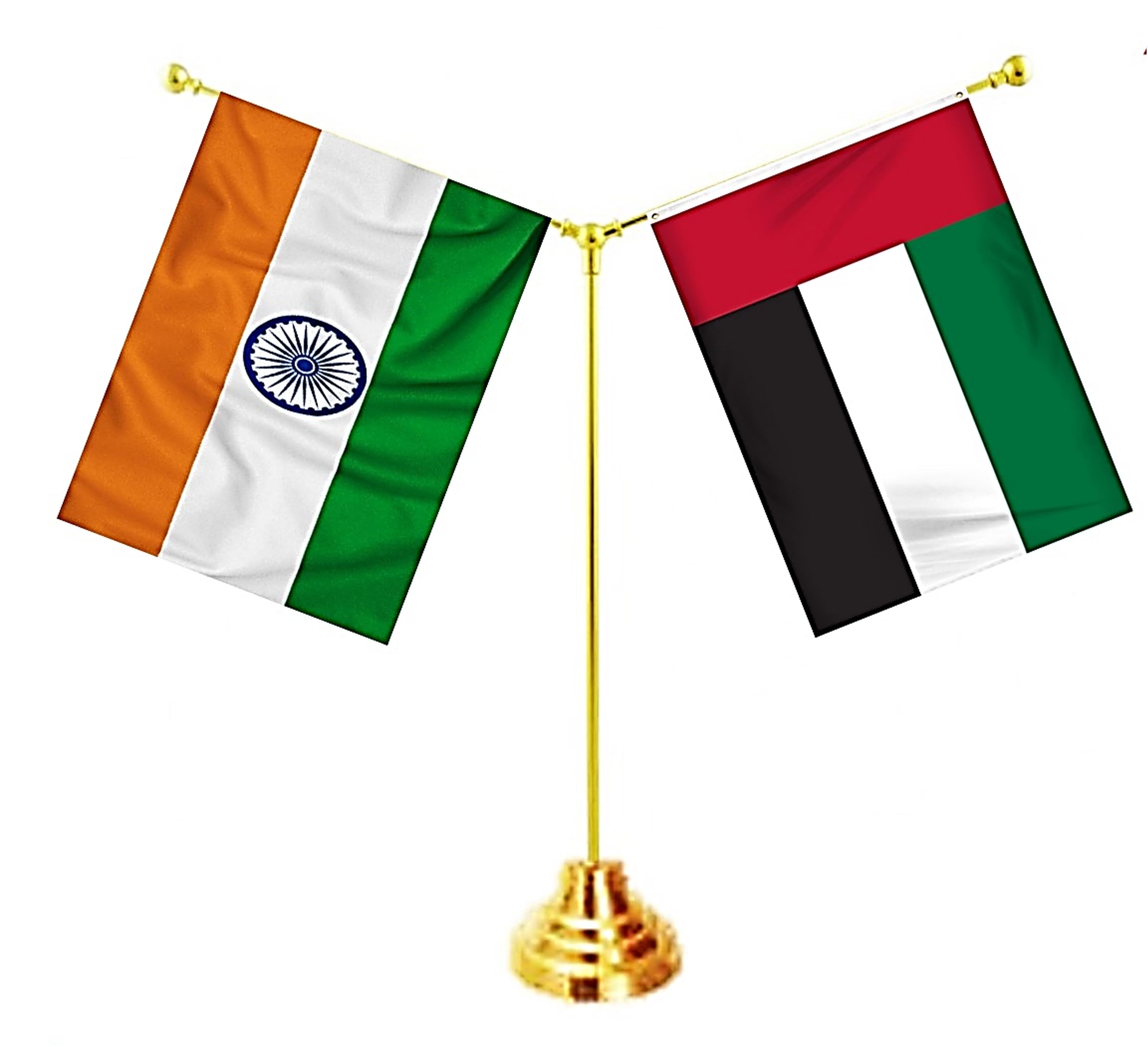 UNIq UNITED ARAB EMIRATES - UAE & INDIA Miniature Double Sided Flags made of 100% Special Silk Fabric with Y-Shape Classy Brass Base Flag Table Stand (B0CP9XQCGV) Amazon Price History, Amazon Price Tracker