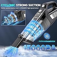 Vista 2 de Aspiradora de Mano Inalámbrica, 15000PA Succión Fuerte Aspiradora de Mano para Coche Portátil con Múltiples Boquillas y Filtro Lavable, Ligera