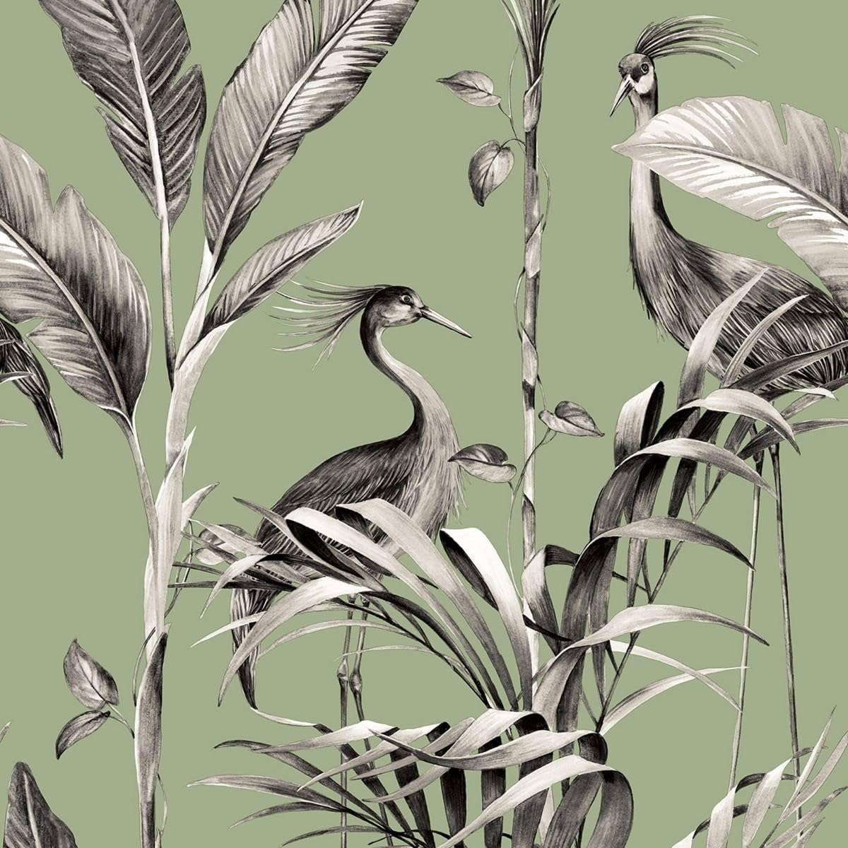 World of Wallpaper - AZZURRA Wallpaper, Green of Grey / Grey, 10 m x 0,5 m