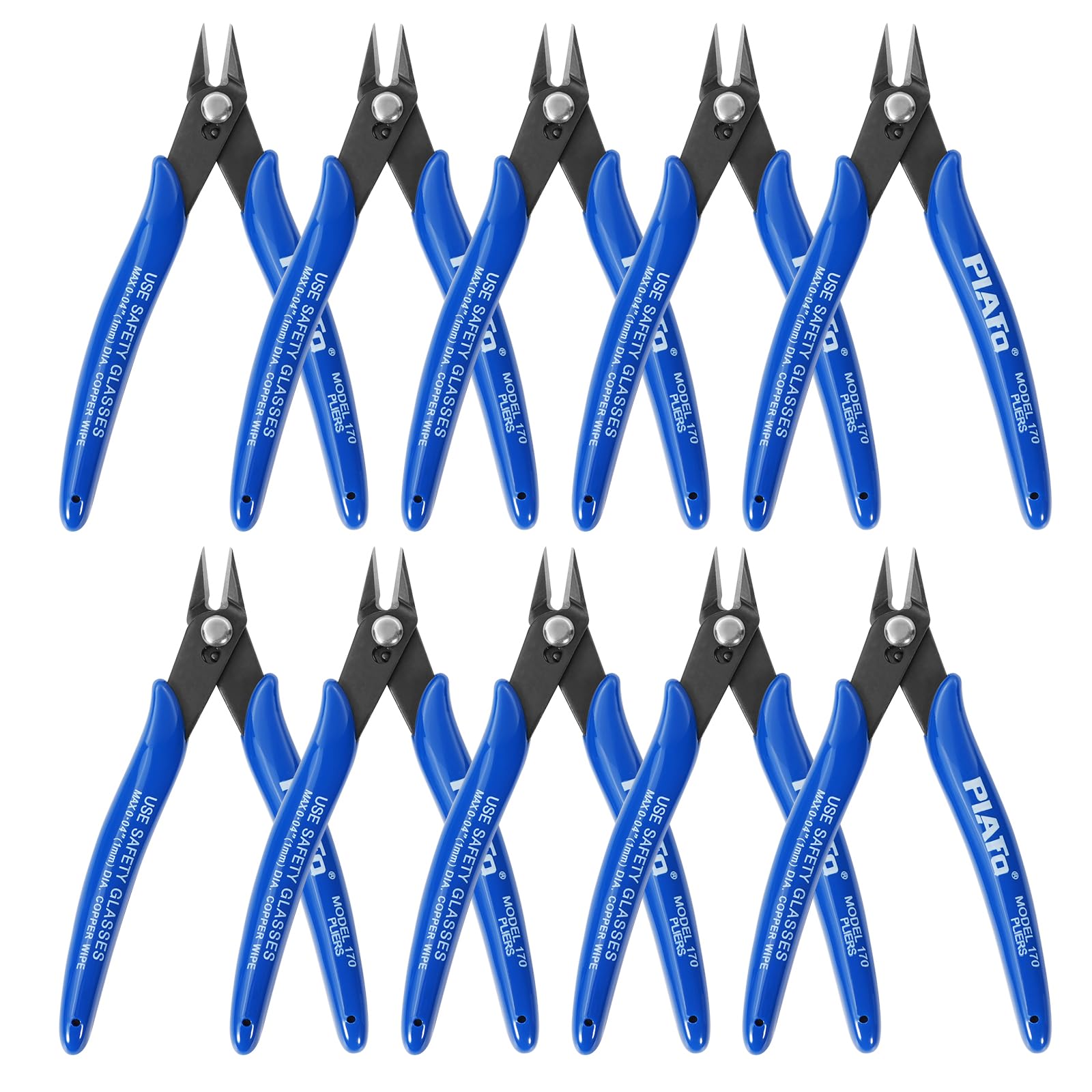 Small Wire Cutters 10 Pack - 170 Wire Flush Cutters, Wire Clippers Nippers, Precision Side Cutter, Heavy Duty Diagonal Cutting Pliers for Electrical Floral Heating Model Sprue Soft Copper, Blue