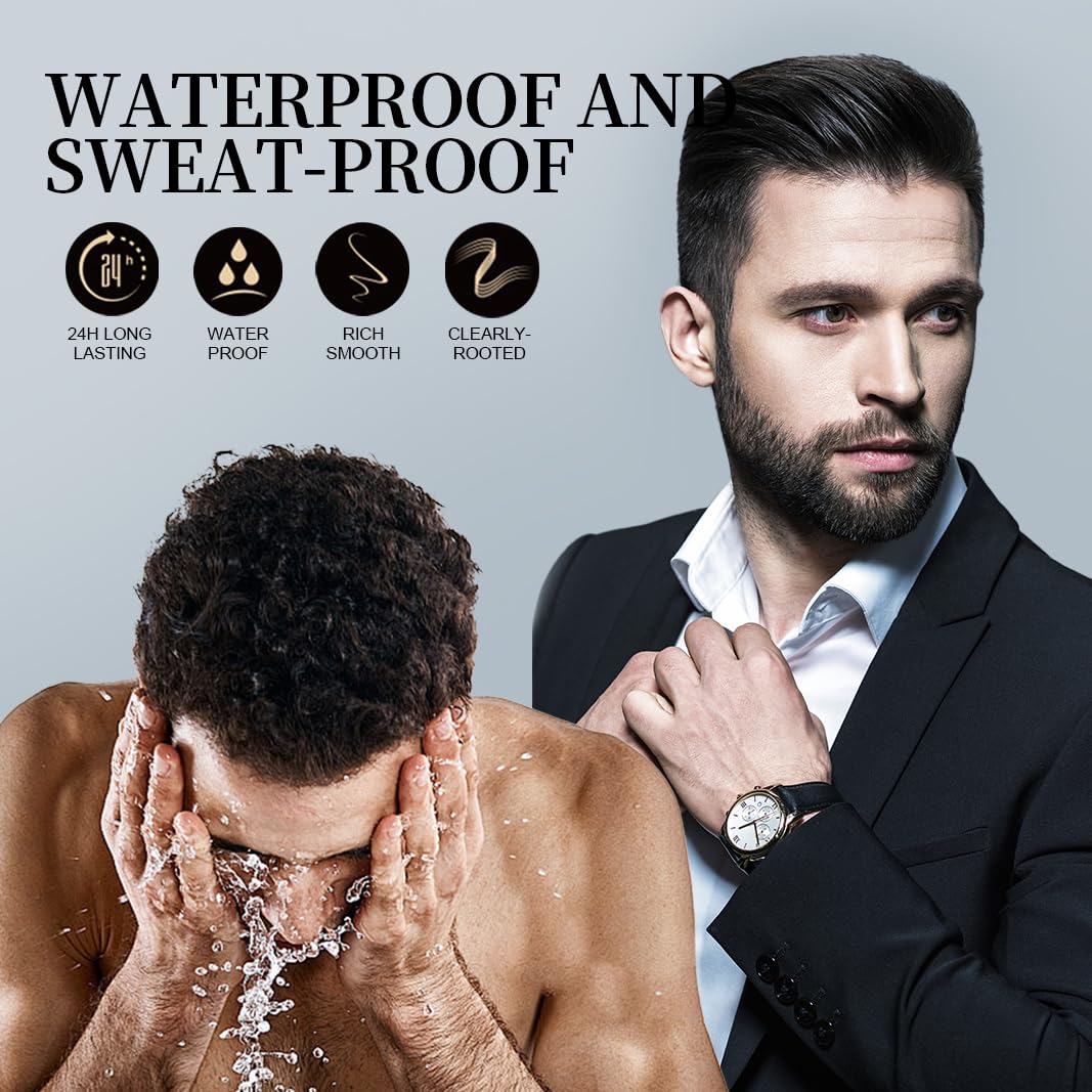 Beard Pen Filler para hombres, delineador de barba fácil, relleno duradero y natural, micro punta precisa para bigote y cejas, negro