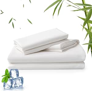 REDASW 100% Bamboo Bed Sheet Set - Cooling 1800 Thread Count, 16" Deep Pocket, Queen, White - View #10