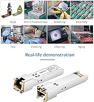 Vista 2 de [Paquete de 1] Transceptor SFP+ de 1.25/2.5/5/10G-T a RJ45, módulo de Ethernet de cobre compatible con Cisco SFP-10G-T-S, MikroTik S+RJ10, Ubiquiti