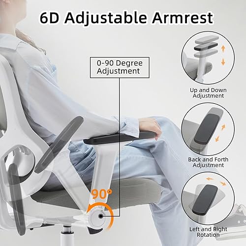 Miniatura 5 de Silla ergonómica de oficina reclinable para videojuegos, soporte lumbar ajustable, reposabrazos 4D, reposacabezas 6D, sillas giratorias de malla