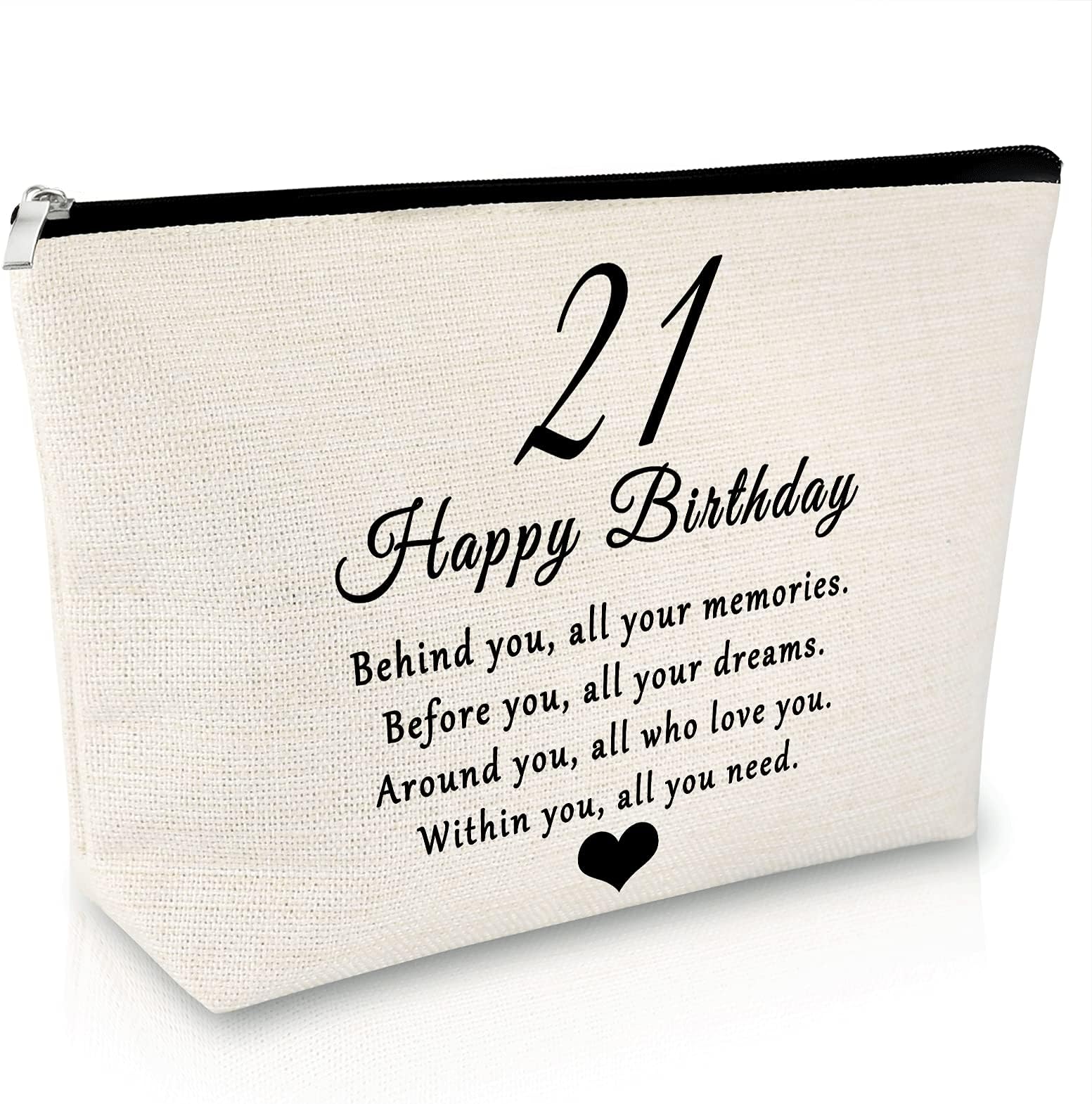 Sfodiary21st Birthday Gifts for Women Makeup Bag 21 Year Old Birthday Gifts Ideas Friendship Gift for Women Best Friend Gift Cosmetic Bag Sister Gift from Sister Travel Cosmetic Pouch, Black