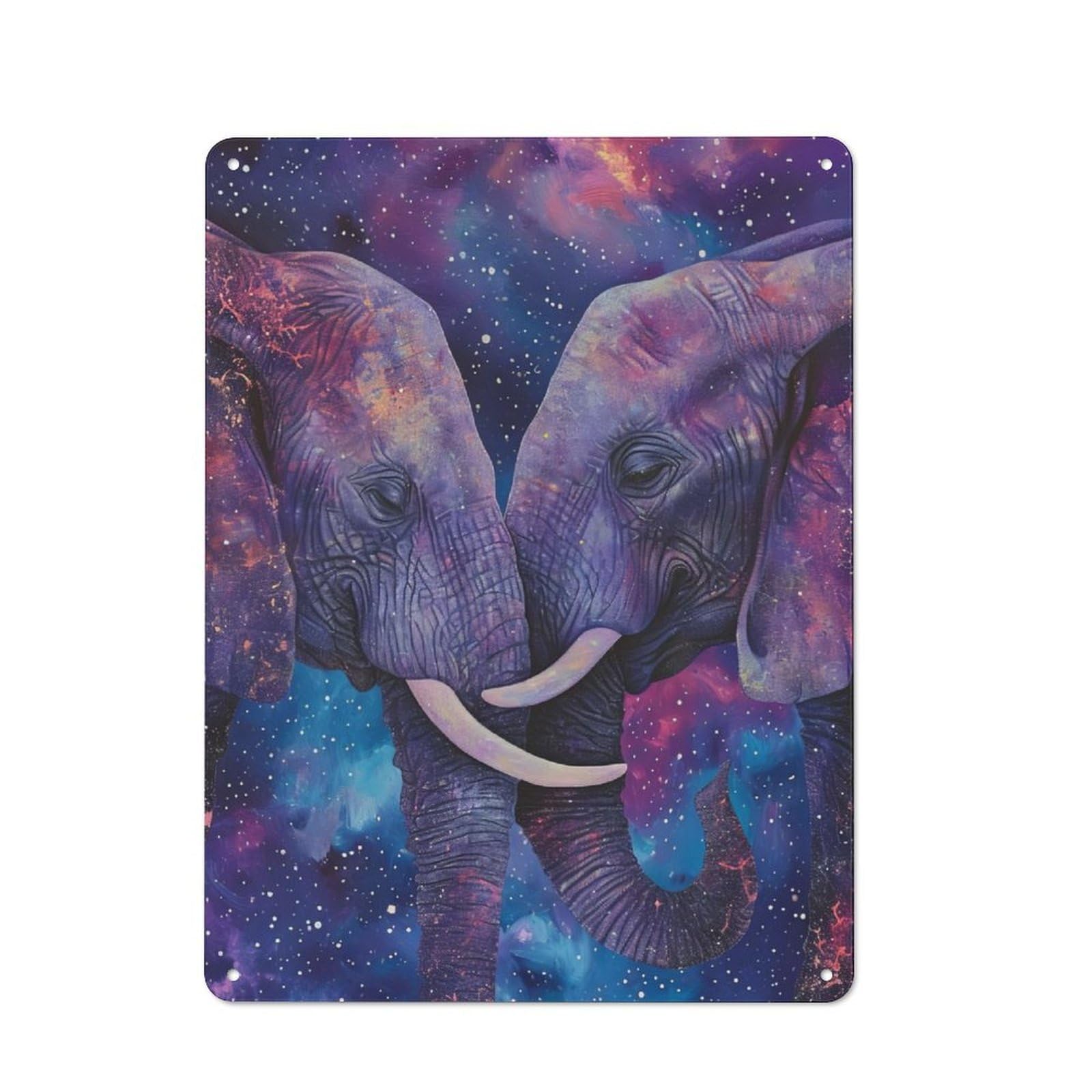 Junmoney Two Elephants In Love Rustic Tin Sign 40X30cm For Café Or Restaurant, A Decorative Christmas Gift For Hospitality Interior Collectors