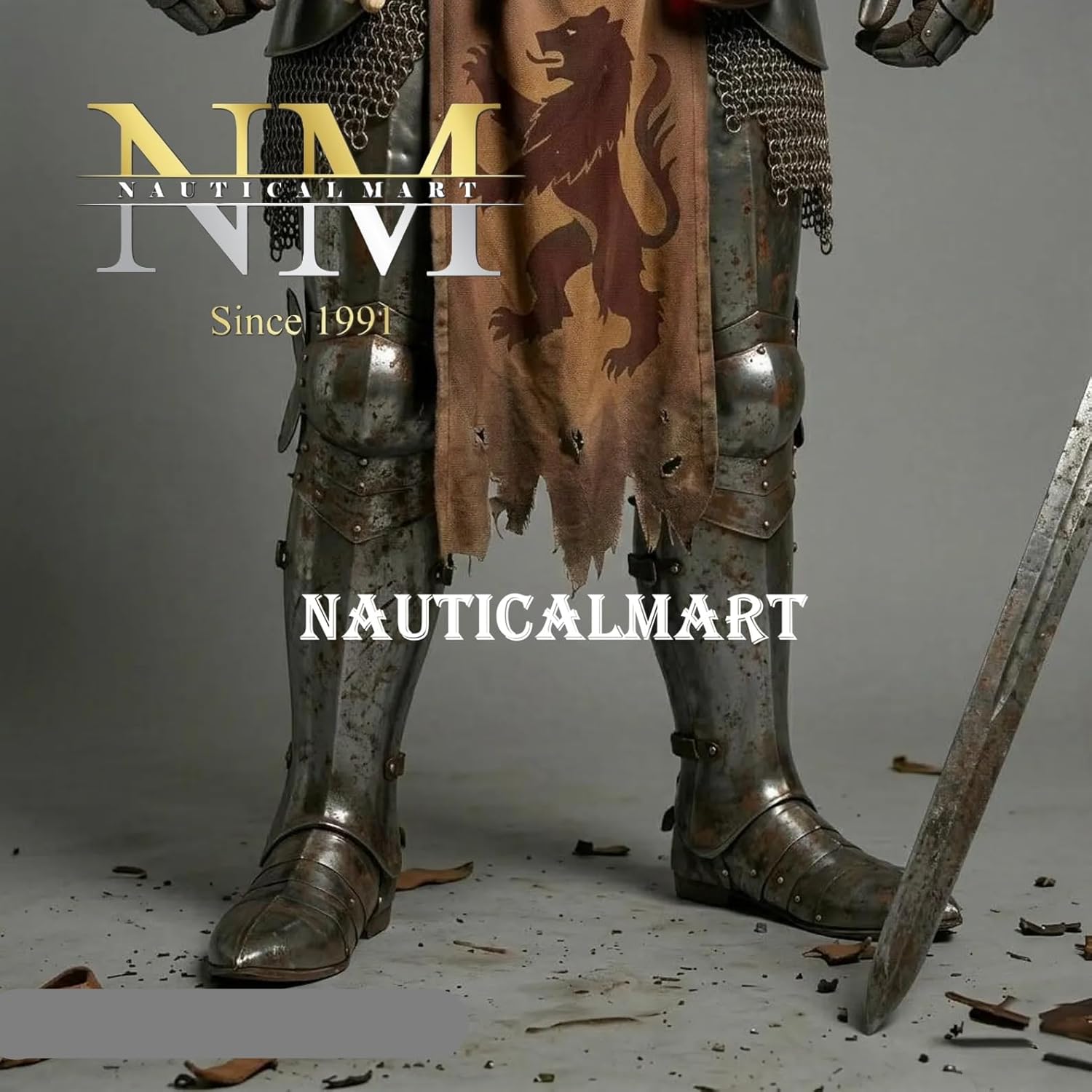 Medieval Knight Barbuta Suit of Armor - Handmade 18 Gauge Steel Wearable Full Body Combat Armor Suit Perfect for Cosplay, LARP, Renaissance Faire, Reenactment, Halloween Costume & Display Collectible