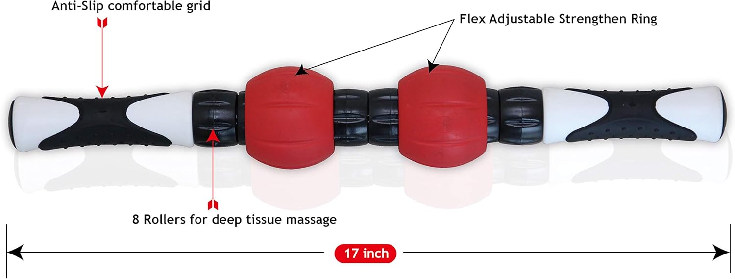 Balance1 Premium Muscle Massage Hand Roller-Massage Stick with 2 Strengthen Rings, Psoas Relief : Health & Household