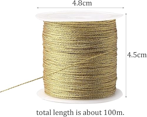 Miniatura 3 de Pengxiaomei Cable metálico de 218 yardas656 pies, 2 bobinas de hilo metálico dorado para joyería, cuerda de oropel para manualidades (0.020in)