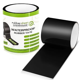 Rubber Sheet Warehouse Waterproof Tape 18" inches x 18" inches Rubbersheet Warehouse Flex Seal Tape Waterproof, Thick Rubberized Heavy Duty Waterproof Tape for Leaks, Pipe Tape, Black