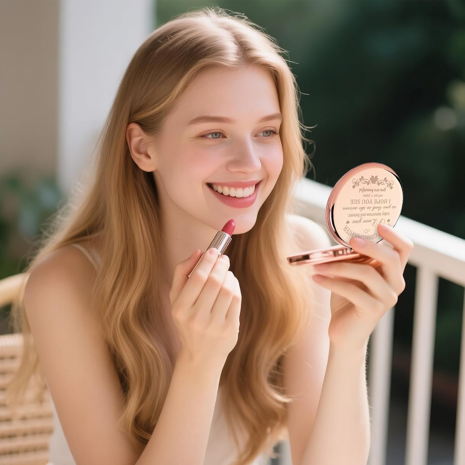 GAOLZIUY Granddaughter Makeup Compact Mirror, Granddaughter Gifts from Grandma Grandpa, Christmas Birthday Gifts for Adult Granddaughters - Image 2