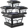 Siedinlar Solar Post Cap Lights Outdoor 2 Color Modes 8 LEDs for 4x4 5x5 6x6 Posts Fence Patio Deck Decoration Warm White & Cool White Lighting Black (4 Pack), SD020B-4PK