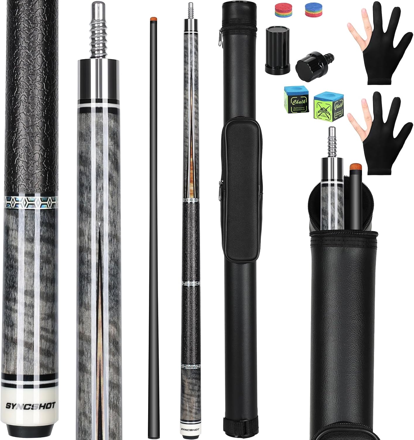 Carbon Fiber Pool Cue Stick 58" Professional Pool Sticks for Adults Full Carbon Technology Low Deflection Pool Cue Billiard Cues with 12.5mm Tip