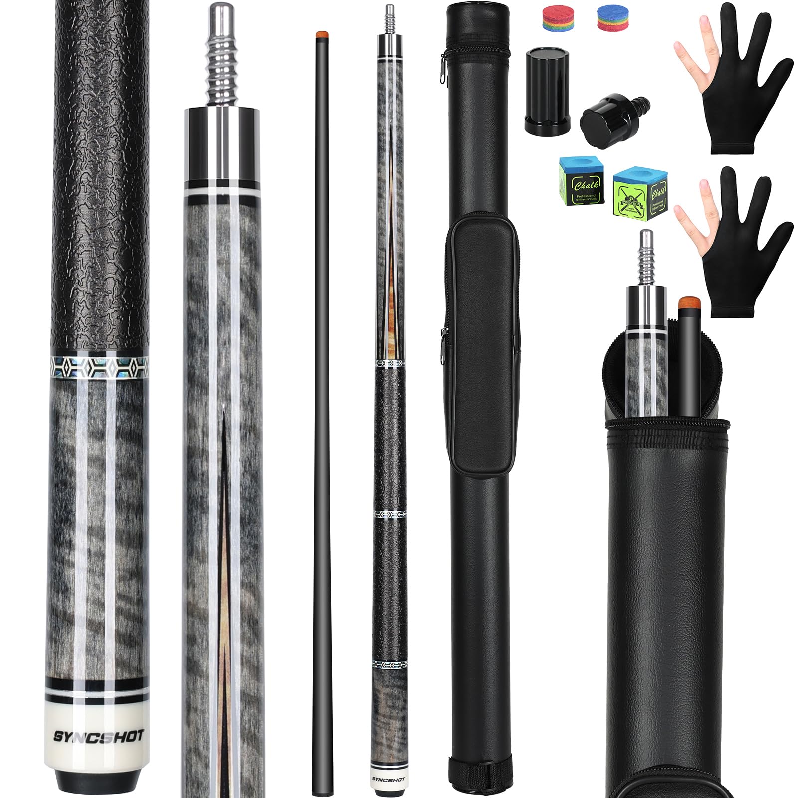 Horse Carbon Fiber Pool Cue Stick 58" Professional Pool Sticks for Adults Full Carbon Technology Tacos De Billiar Low Deflection Billiard Pool Table Cues 20oz Grey