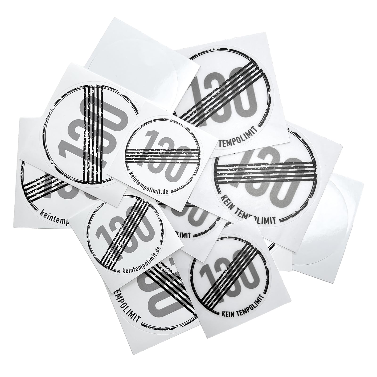 Kein Tempolimit Sticker Set 12 Auto-Aufkleber für Windschutzscheibe, Heck & Karosserie, inkl. Vignette für Sportwagen, Tuning, Verbrennungsmotor Fans & 130 km/h Tempolimit-Gegner