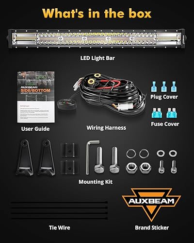 Miniatura 3 de Auxbeam Barra de luz LED ámbar de 30 pulgadas de 180 W de doble color, 6 modos de luz estroboscópica intermitente, luz estroboscópica auxiliar