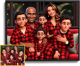 Custom Pix-art Cartoon Style Family Portrait Poster, Personalized Cartoon Family Art, Photo to Cartoon Print, Unique Wall Decor, Custom Illustration Portrait, Fun Caricature