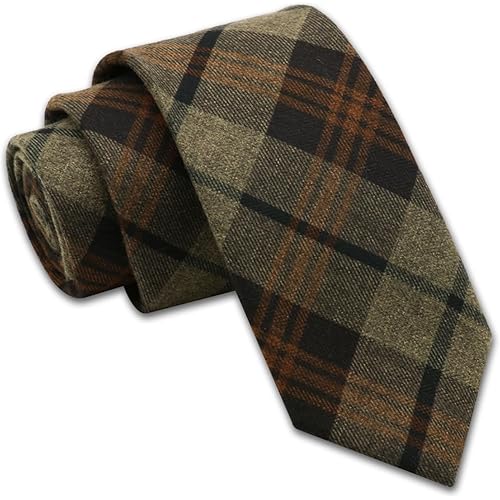 Ties for Men 2.36" Mens Skinny Ties Cotton Linen Neck Tie Solid Color/Plaid Striped Men's Neckties for Wedding