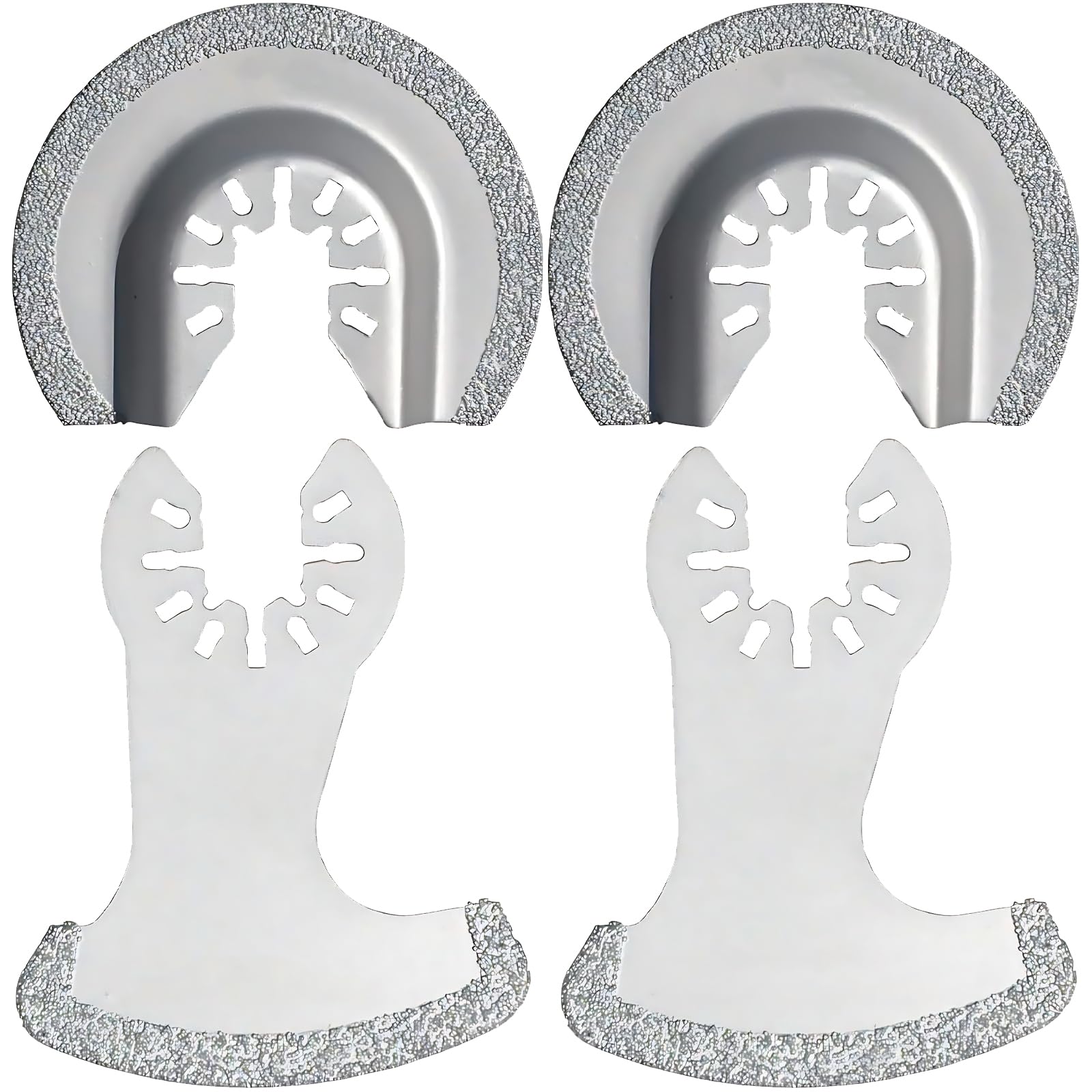 4PCS Oscillating Diamond Blades, Scythe-Shaped & 64mm Semi-Circle Multi Tool Blades for Grout Removal, Mortar, Tile, Concrete, Compatible with Dewalt, Makita, Fein, Ryobi, Dremel, Rockwell — image 1