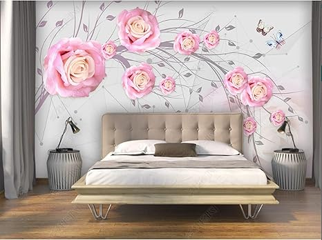 Amazon 写真の壁紙 モダンでシンプルなピンクのバラの背景の壁 430cmx300cm 169 3x118 1inch 壁画不織布アートプリントポスター写真装飾リビングルーム 壁紙