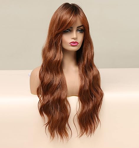 Miniatura 5 de EALGA Pelucas de encaje frontal rosa para mujer, cabello sintético largo natural ondulado pelucas de encaje para mujer, peluca de cabello rosa para