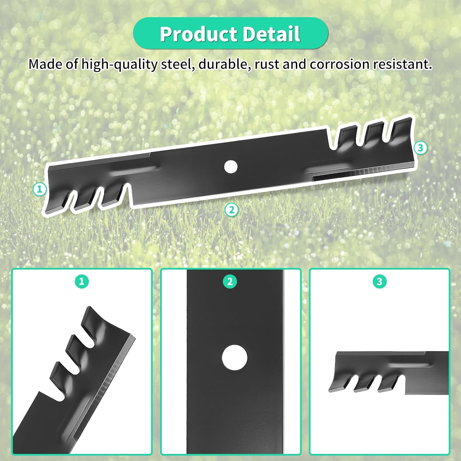 00273100 Mulching Blades for 36" 52" Deck, 04916400 Mower Blades Compatible with A-riens G-ravely 00450300, Ex-mark 1-633482 539100341, Bad-Boy 038-3000-00, S-cag 482878 481707 481711, 3 Pack