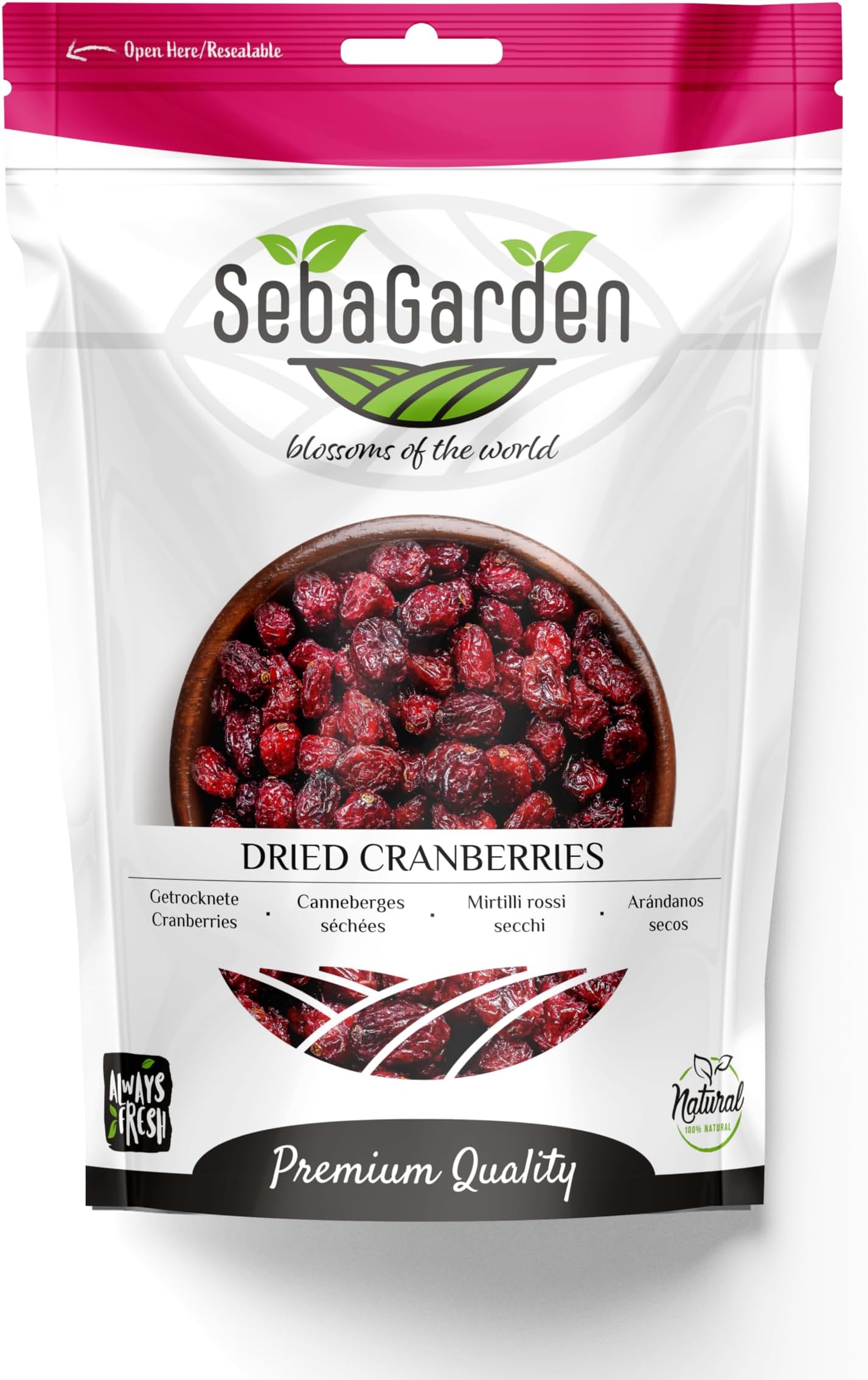 Seba Garden Premium Dried Cranberries 1kg – Delicious, and Packed with Flavor for Snacking, Baking, and Cooking