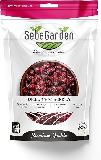 Seba Garden Premium Dried Cranberries 1kg   Delicious, and Packed with Flavor for Snacking, Baking, and Cooking