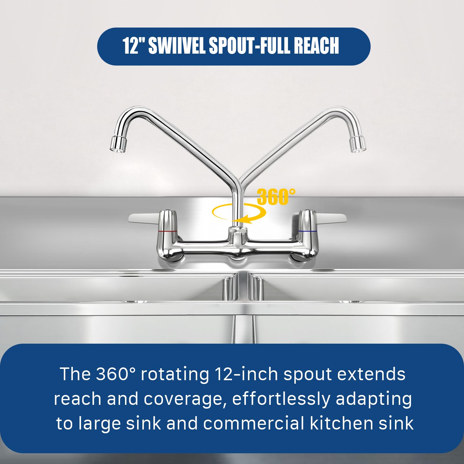 Uxcell Kitchen Sink Faucet Wall Mount, Commercial Kitchen Sink Faucet 8 - View #5