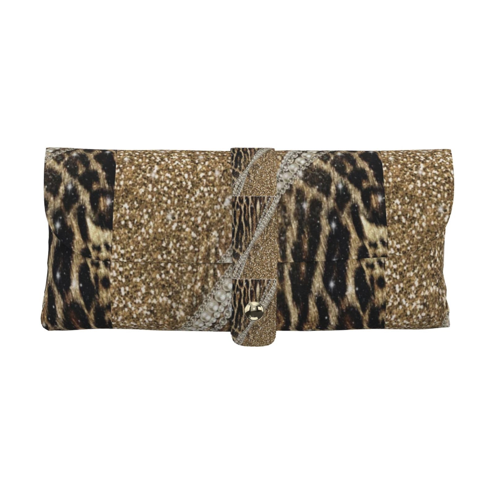 Poadnly Unisex Kids As Picture Beautiful Chic Girly Leopard Animal Faux Fur, Portable Eyewear Case Soft Eyeglasses Bag Anti-Scratch Spectacles Sleeve Pu Leather Sunglasses Case