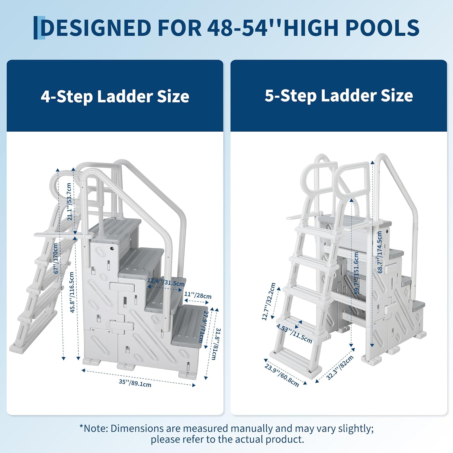 2-in-1 Pool Ladder Set | Modular A-Frame Pool Steps for Above Ground Pools | Versatile Pool Stairs for Inground Pools & Decks | Heavy Duty Independent Use Pool Access Ladder