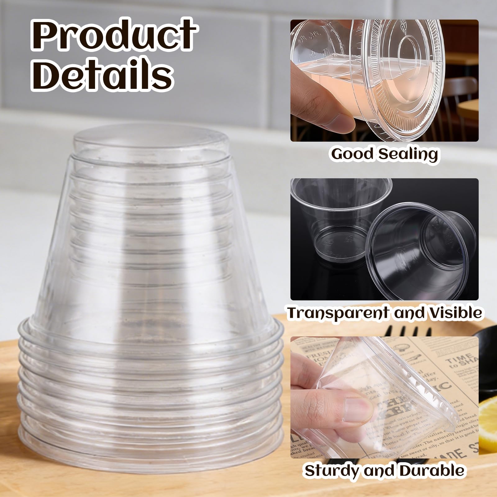 100 bicchieri da dessert, 260 ml, bicchieri da dessert in plastica trasparente usa e getta con coperchio, per dessert, cheesecake, pasticcini e dolci