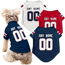 ANTKING New England Dog T-Shirt Jersey Style Pet Clothes Personalized Custom Name and Number Gifts