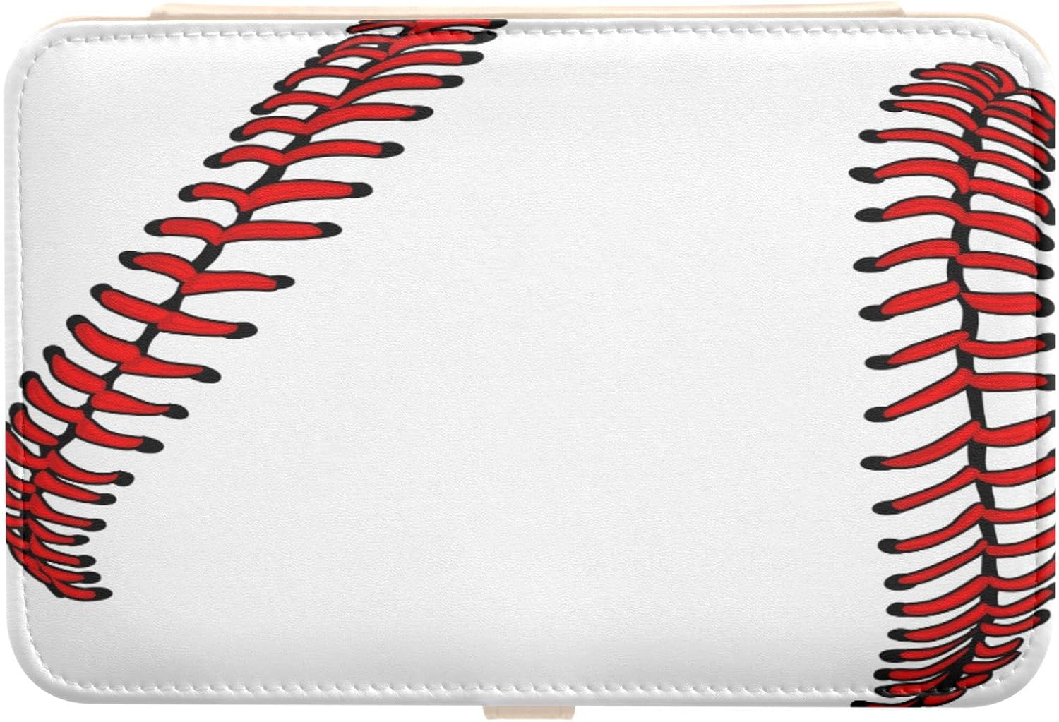 Jewelry Box, PU Leather Jewelry Organizer Portable Mini Travel Case Display Storage Holder Boxes Baseball for Stud Earrings, Rings, Necklaces, Bracelets