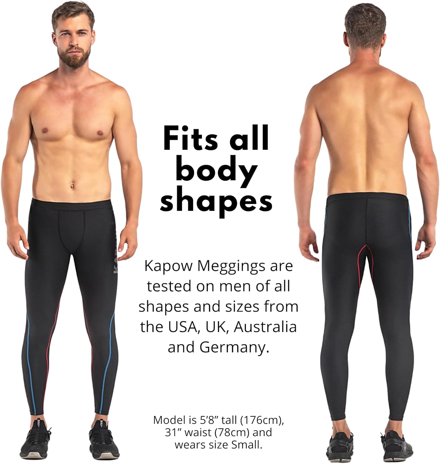 Kapow Meggings High Compression Performance Range - Mens Athletic Leggings with Pockets & High Compression