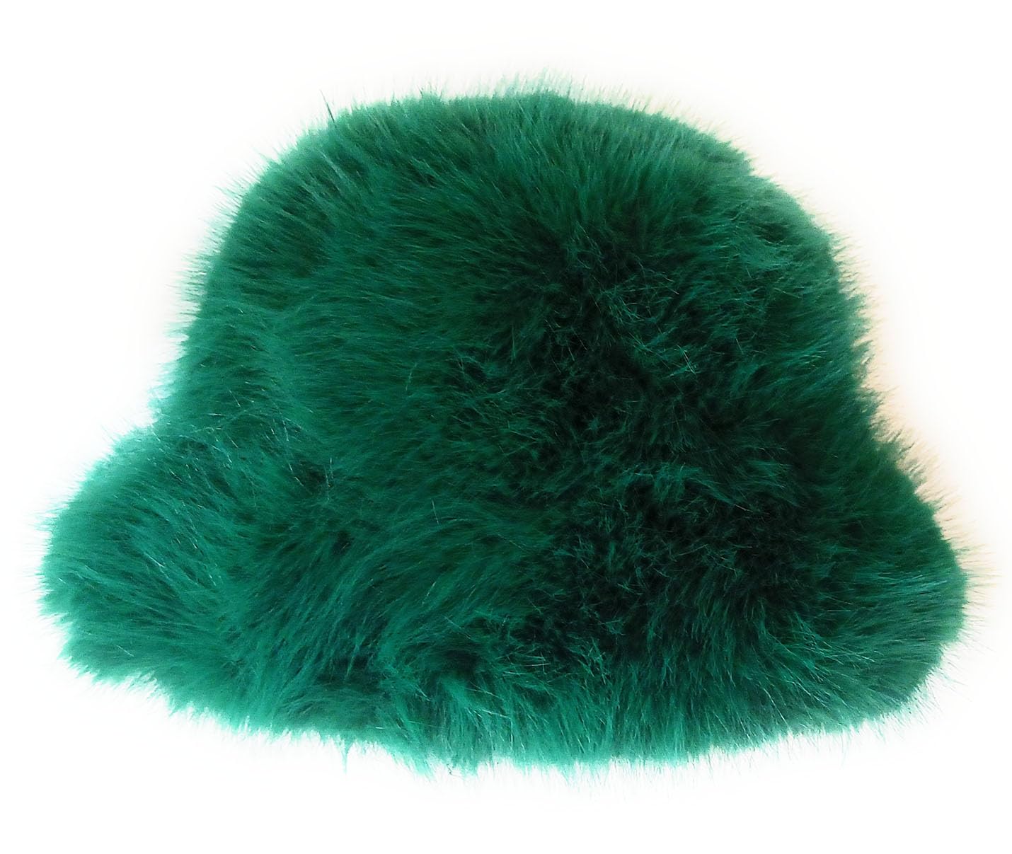New Super Fluffy Cossack Style Soft Fleecy Faux Fur Bucket hat - Womens Winter Hats (UK, Alpha, One Size, Green)
