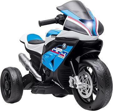 Aosom Licensed 6V Kids Ride on Motorcycle, Off-Road Battery Powered Three Wheels Dirtbike with USB, AUX, Music and Headlight for Toddler, Blue