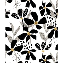 Black White Floral Peel and Stick Wallpaper Wildflower Self Adhesive Wallpaper Removable Contact Paper Stick on Wall Paper for Kitchen Bedroom Bathroom