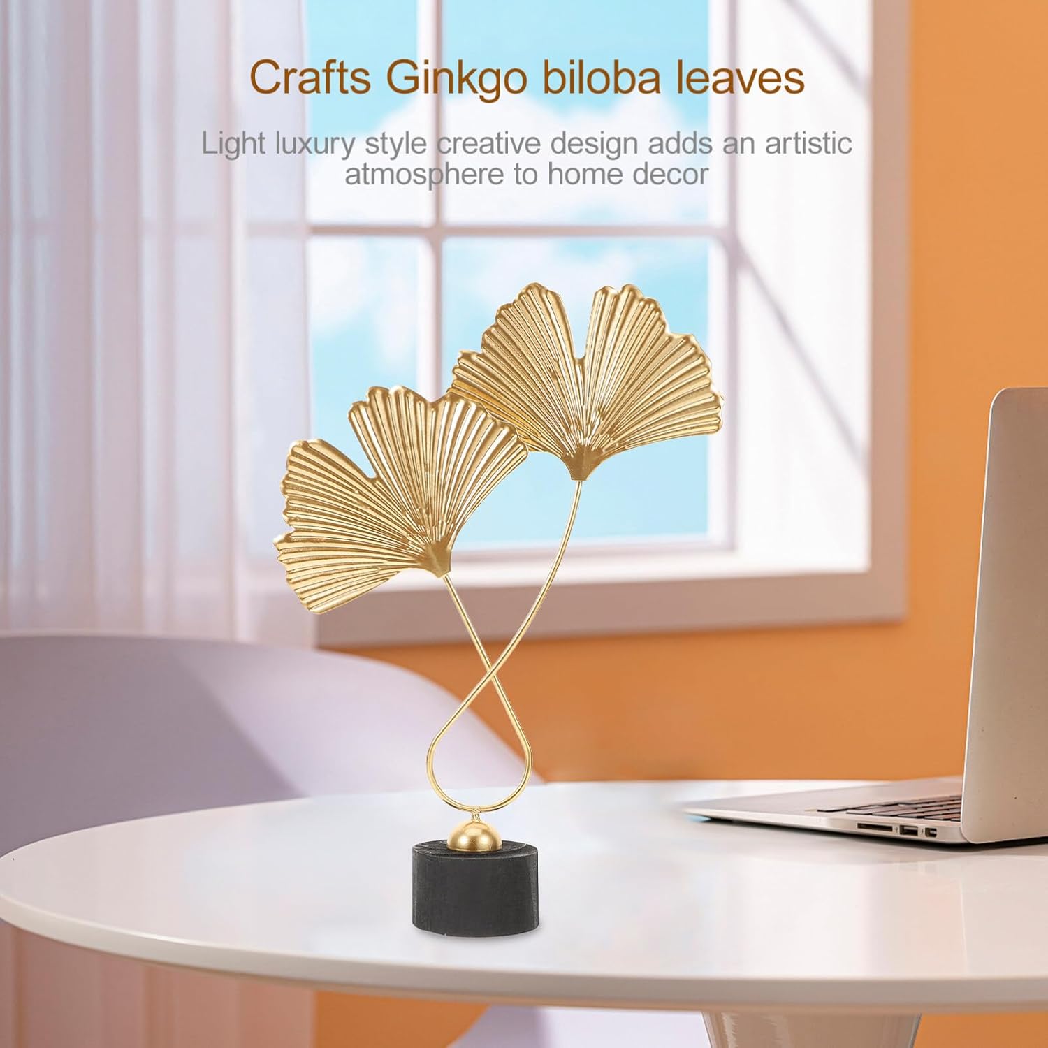 Generic Leaf Iron Ginkgo Leaves Table Decor Modern Iron Art for Living Room Office Garden Decorative Accent for Home and Outdoor Spaces