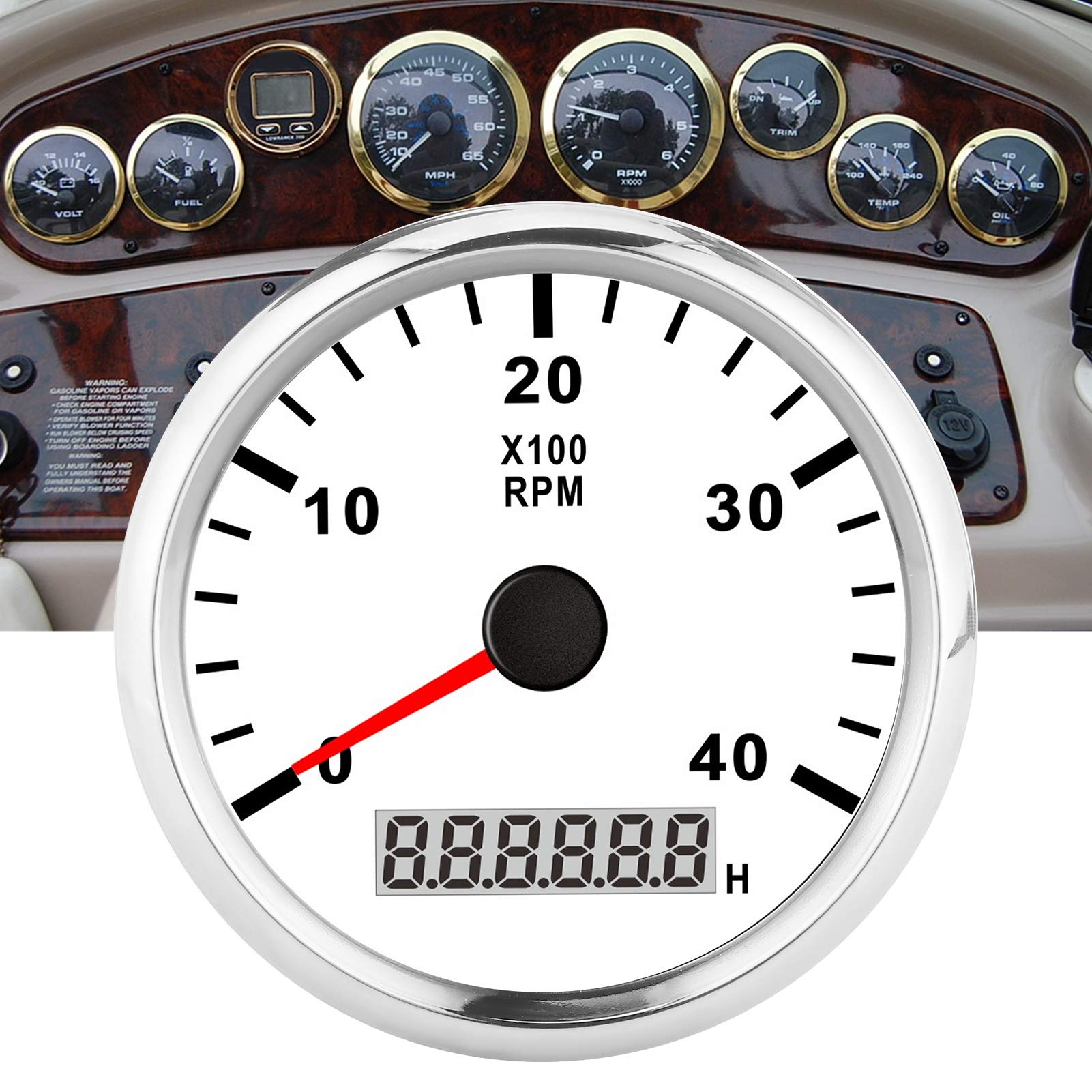 Buy Marine Tachometer, Ultra‑wide Working Voltage Tachometer Gauge for