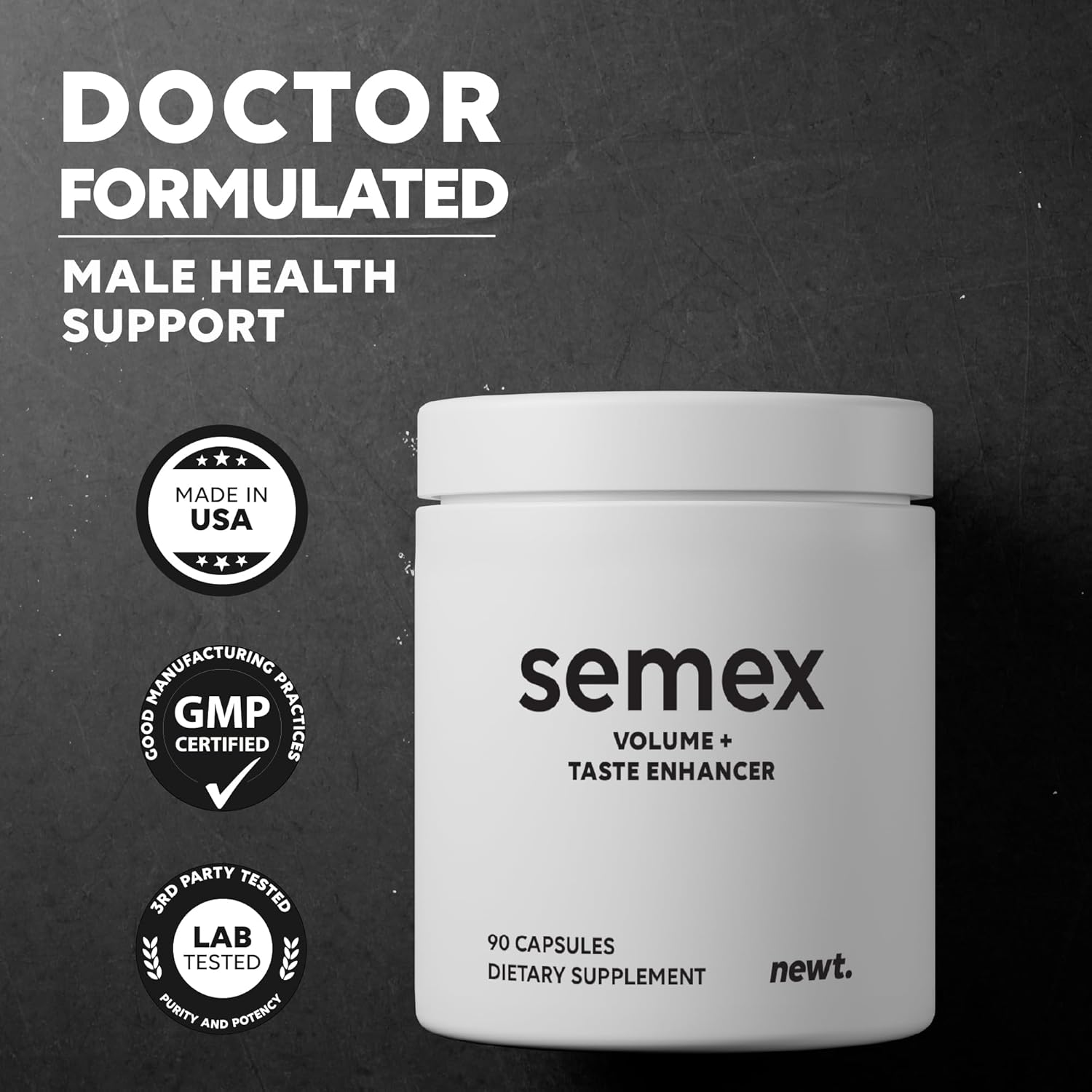 SEMEX Semen Volume Booster – Doctor Formulated Natural Support for Male Sperm Health, Load Volume Boost & Stamina – Non-GMO, Vegan, Gluten-Free, Fertility Supplement Made in USA - 90 Count