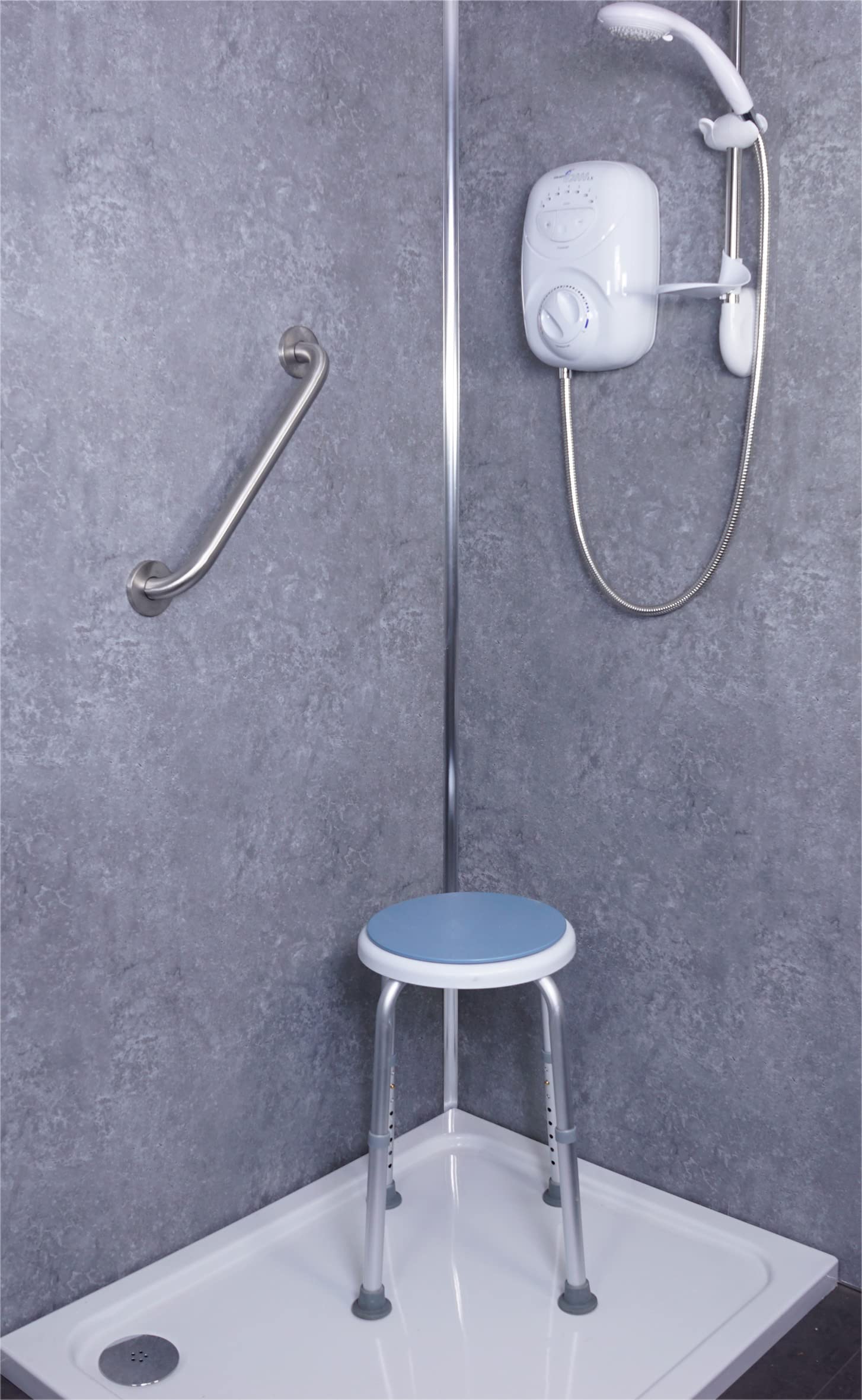 Aidapt Maniglia di sicurezza per bagno in acciaio inossidabile, finitura in acciaio spazzolato, resistente alla ruggine, per vasca da bagno e doccia, aiuto per disabili, anziani e bambini, aiuto per