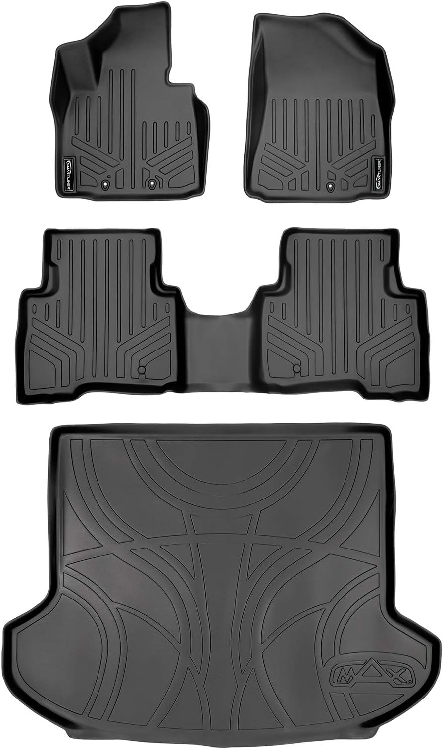 MAX LINER - A0135/B0135/D0135 Floor Mats 2 Rows and Cargo Liner Set Black for 2014-2015 Kia Sorento with 3rd Row Seats