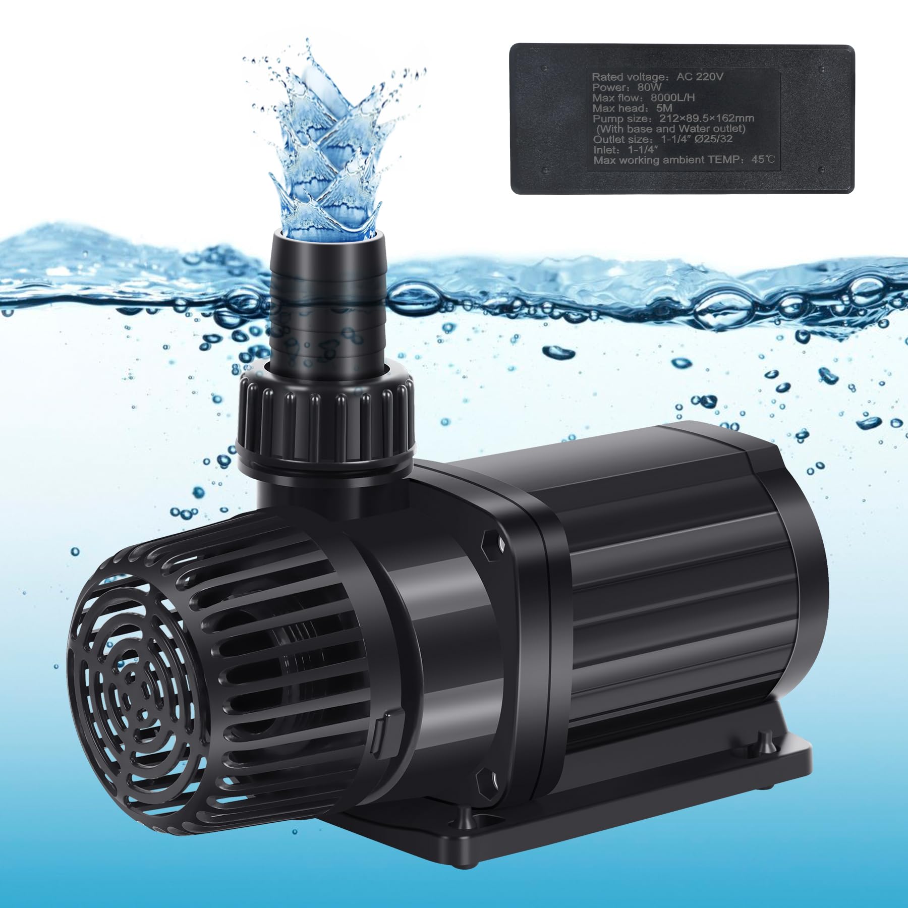 Forever Speed ECO Teichpumpe Filterpumpe Bachlaufpumpe für den Gartenteich 10000L/H 90W
